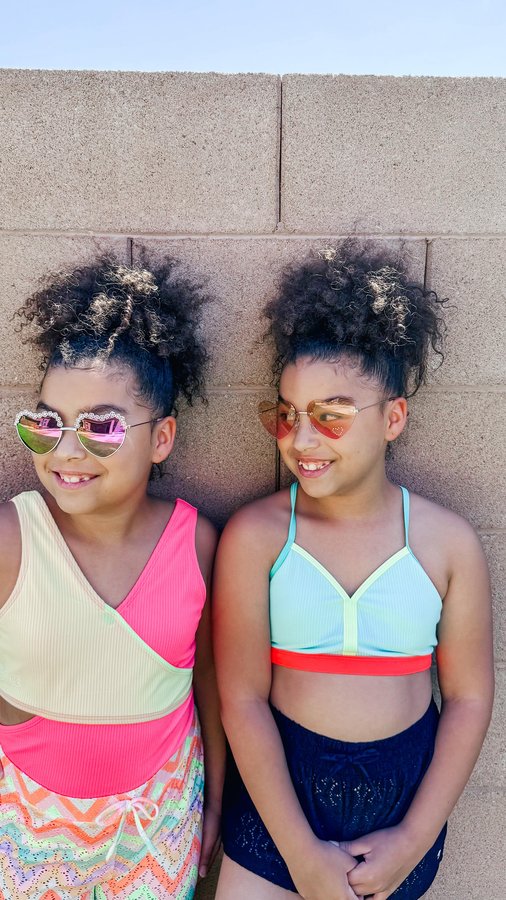 Instagram post by @the_stephen_3 for Justice. Caption reads: Desert days, poolside plays ✨☀️ AD @Justice has....