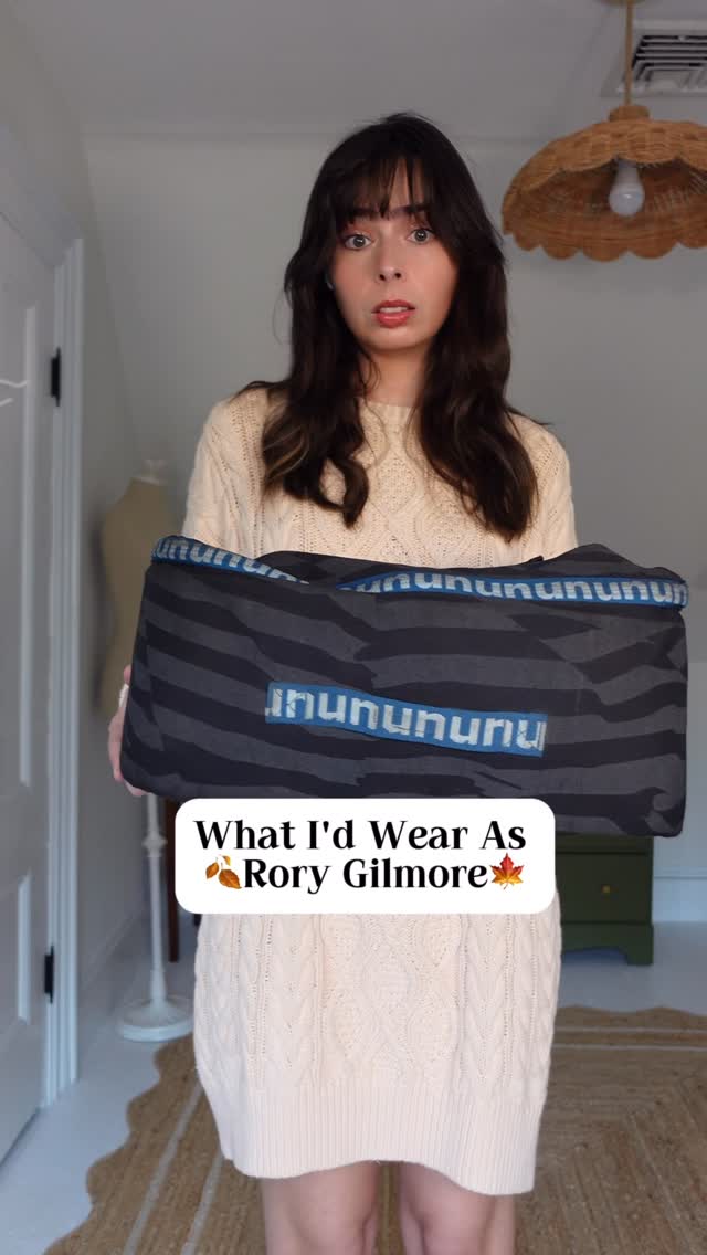 Instagram post by @luciejlass for Nuuly. Caption reads: What I'd Wear as Rory Gilmore 🍁 
#gilmoregirls....