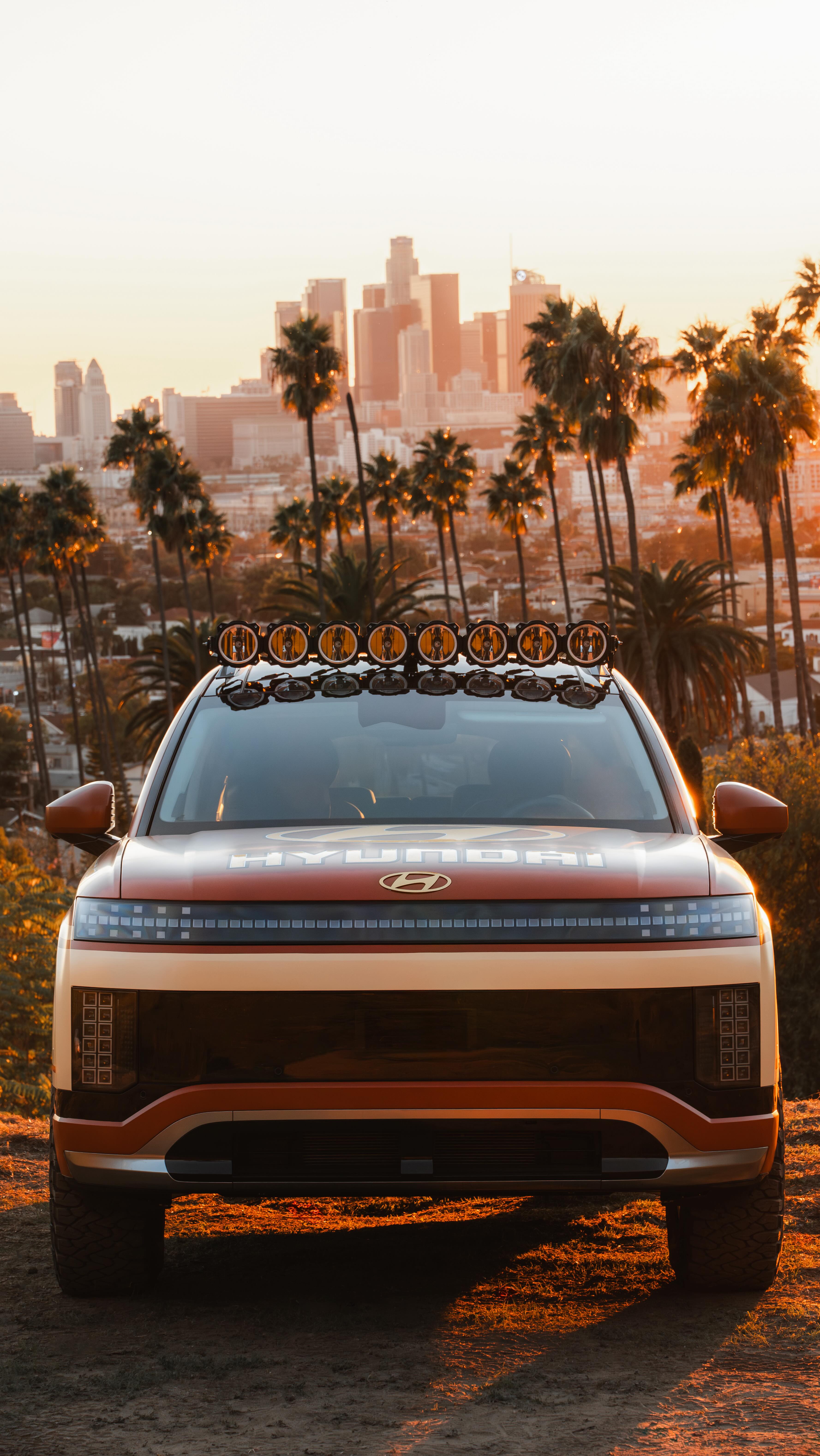 Instagram post by @bigtimebigtimebigtimebigtime for Hyundai USA. Caption reads: One last drive through the heart of @SEMAshow....