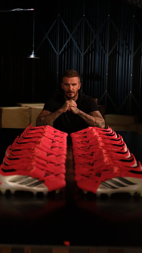 Instagram post by @davidbeckham for adidas. Caption reads: Predator vs F50 🤔⚽️ @adidasfootball.
