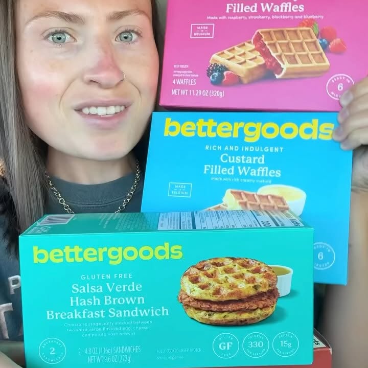 Instagram post by an influencer for Walmart. Caption reads: [...] new bettergoods waffles from Walmart! Have....