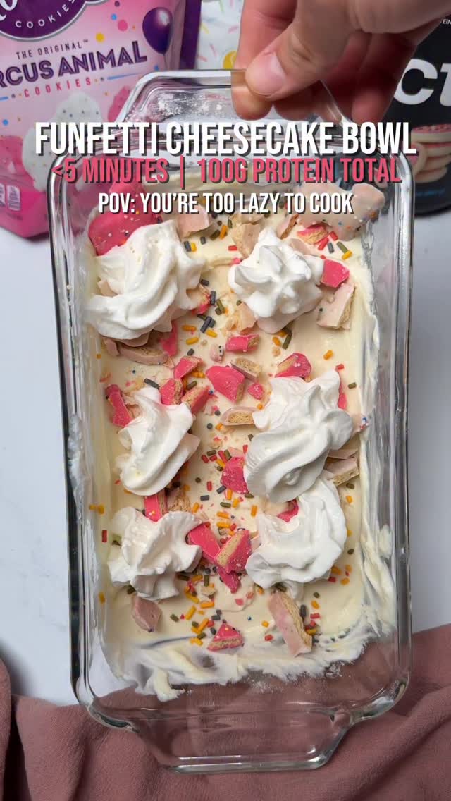 Instagram post by @allenxspeigner for PEScience. Caption reads: Funfetti Protein Cheesecake Bowl

Verse of the day....