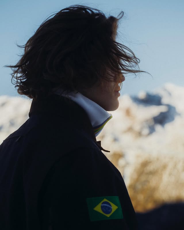 Instagram post by @brasilnaneve for Moncler. Caption reads: Milano Cortina 2026 Winter Olympics: Moncler and....
