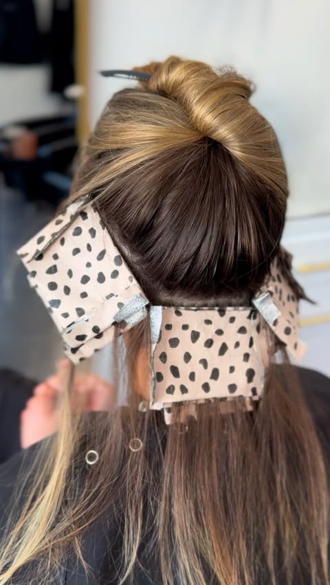 Instagram post by @taylordidmyhair for Fromm Pro. Caption reads: Come foil with me using @frommpro Cheetah and....