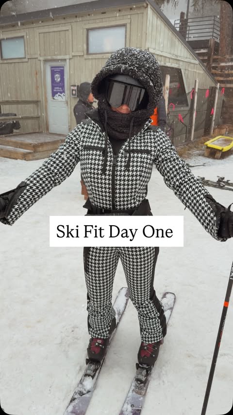 Instagram post by @lexietucker_ for Goldbergh. Caption reads: [...] day 1 🤍❄️
This suit was a Mytheresa x....