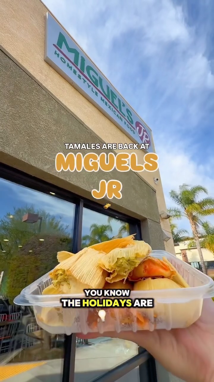 Instagram post by @lizzylegit_ for Miguel's Jr. Caption reads: 📍 @miguels_jr 🫔🌮🌯

HOMEMADE TAMALES ARE NOW....