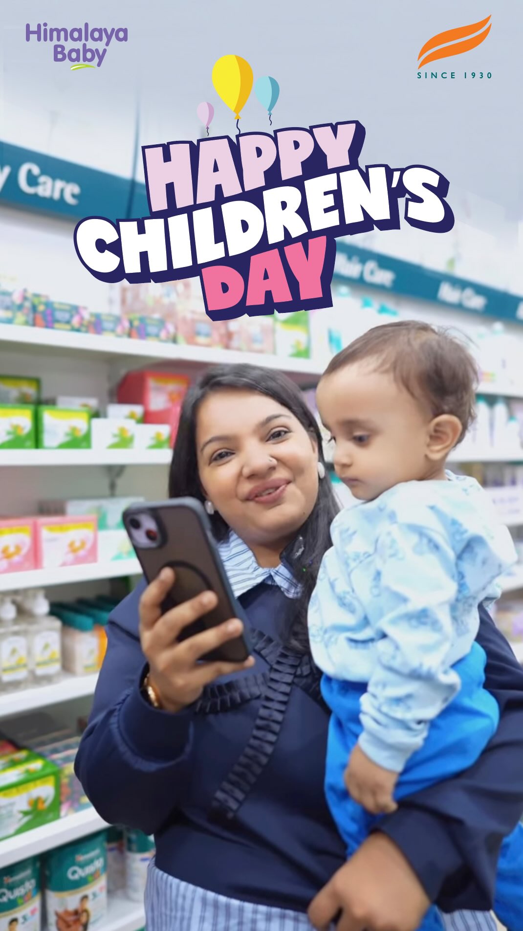 Instagram post by @garima_mom_blogger for Himalaya Babycare. Caption reads: Happy Children’s Day! 💖
Today at the Himalaya....