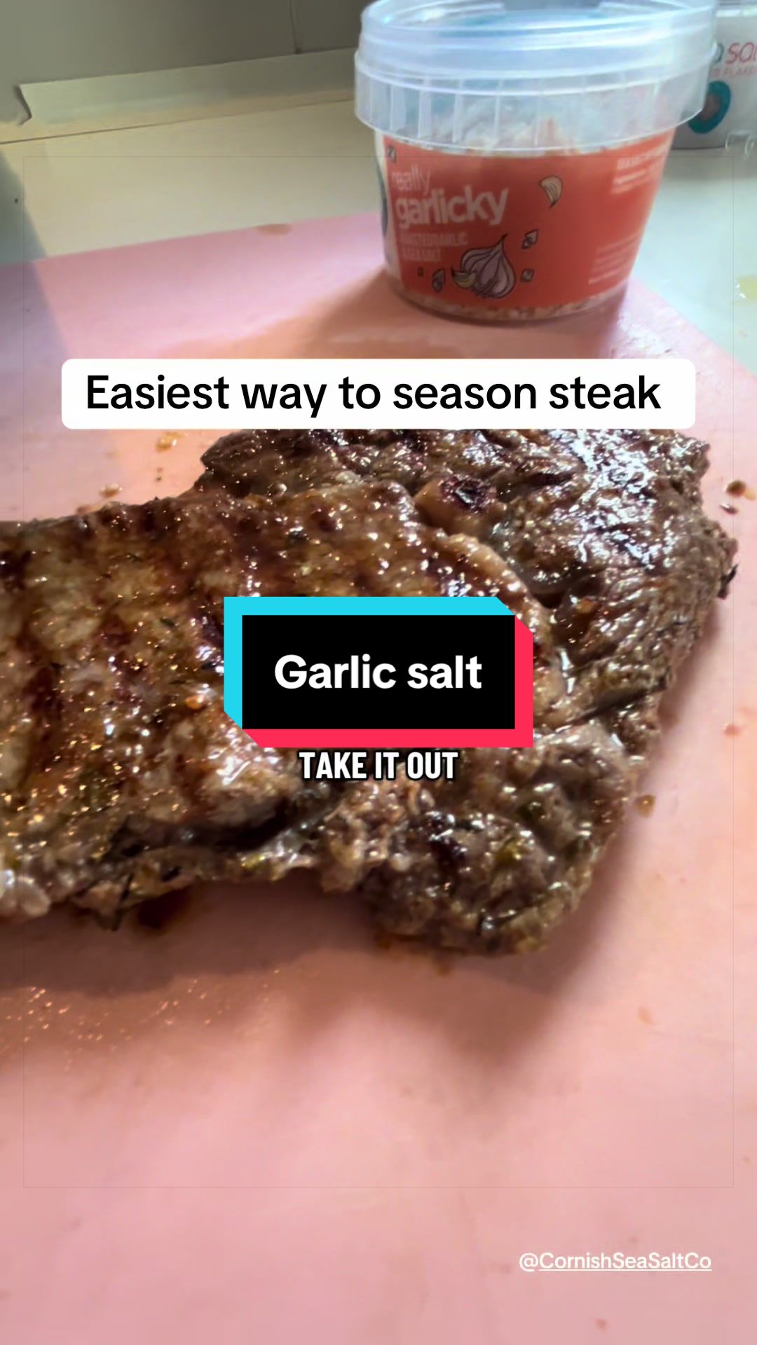 TikTok post by @sheena.tiktok76 for Cornish Sea Salt. Caption reads: [...] to season your meat is with these @Cornish....