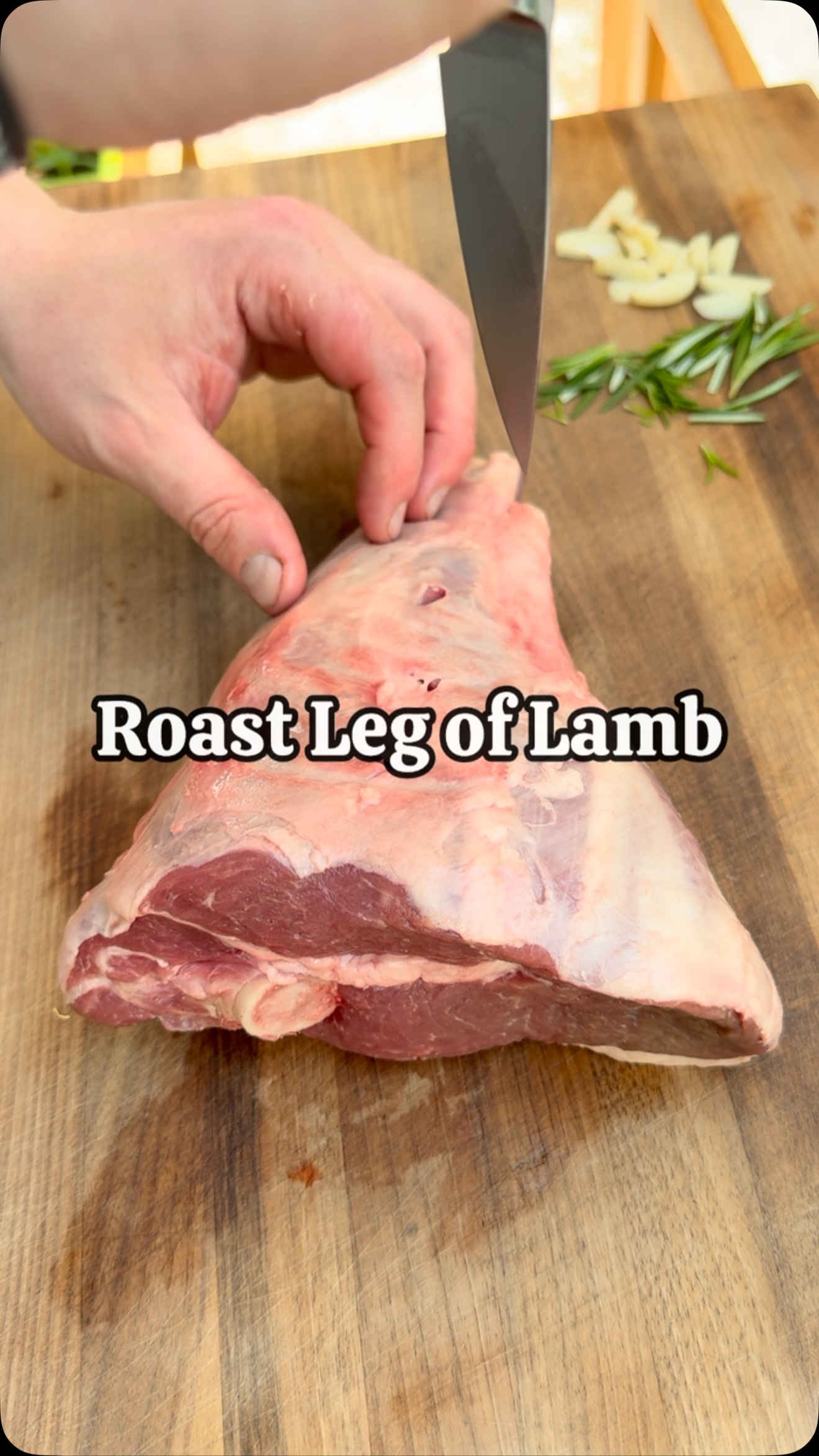 Instagram post by @chefthombateman for HexClad. Caption reads: Roast Leg of Lamb with Mint Sauce. Super simple....