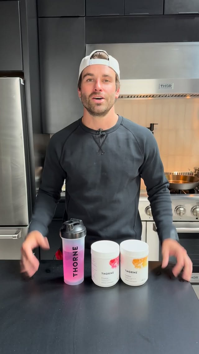 Instagram post by @themovementjourney for Thorne. Caption reads: Creatine that actually tastes good 👀

It’s not....