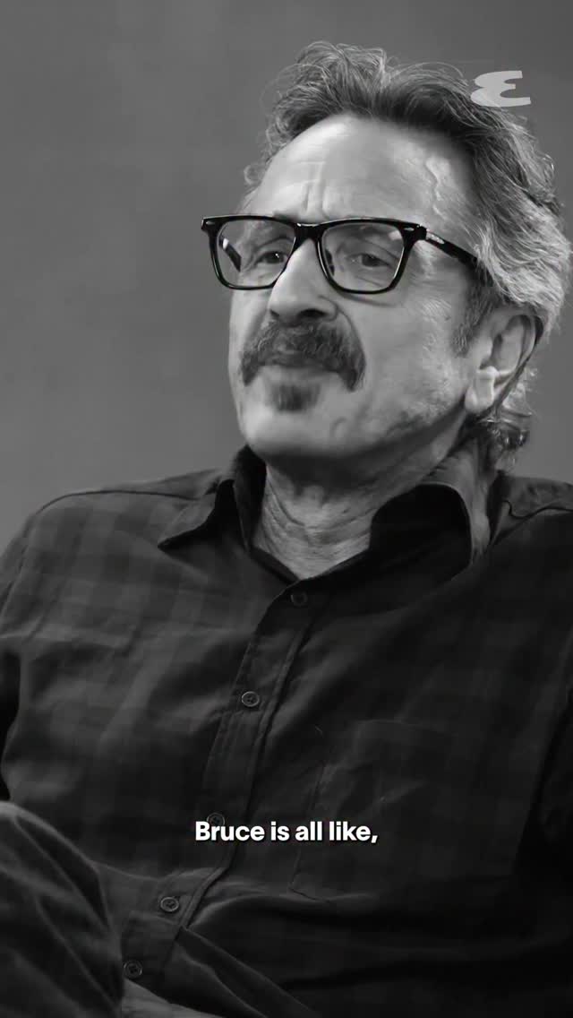 Instagram post by @michaeljsebastian for Esquire. Caption reads: #MarcMaron met the #BruceSpringsteen you rarely....