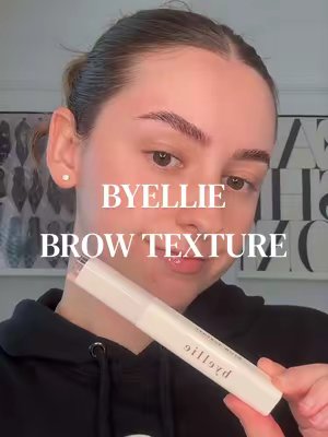 TikTok post by @klb.cosmetics for byellie. Caption reads: Fluffy brows without the fuss 🤎✨ BYELLIE Brow....