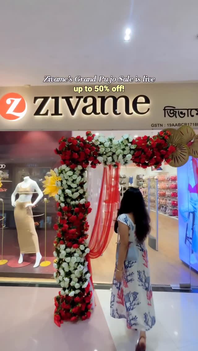 Instagram post by @deboshreeroy_official for Zivame. Caption reads: Pujo is here, and my last-minute festive shopping....
