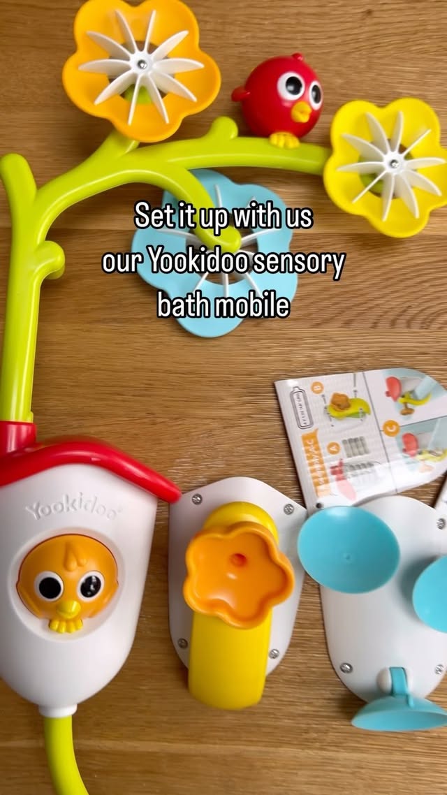 Instagram post by @lucianaplustwo for Yookidoo. Caption reads: ✨ AD ✨ @yookidoo_intl Sensory Bath Mobile the....