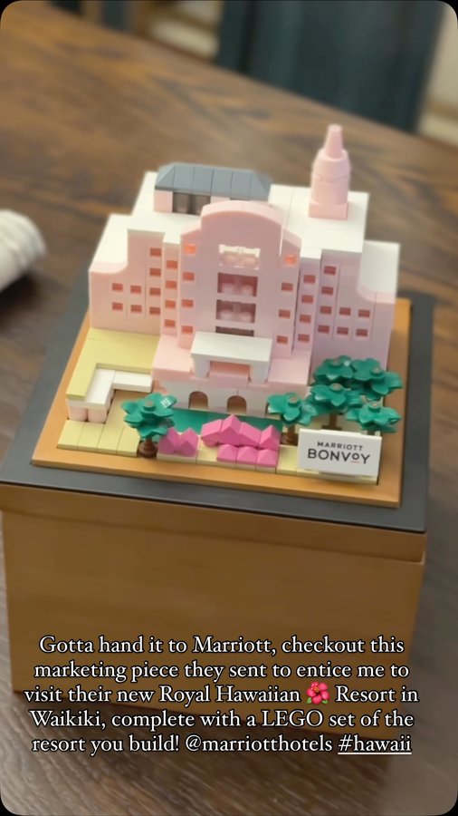 Instagram post by @j.walkermobile for Marriott Hotels & Resorts. Caption reads: Gotta hand it to Marriott, checkout this marketing....