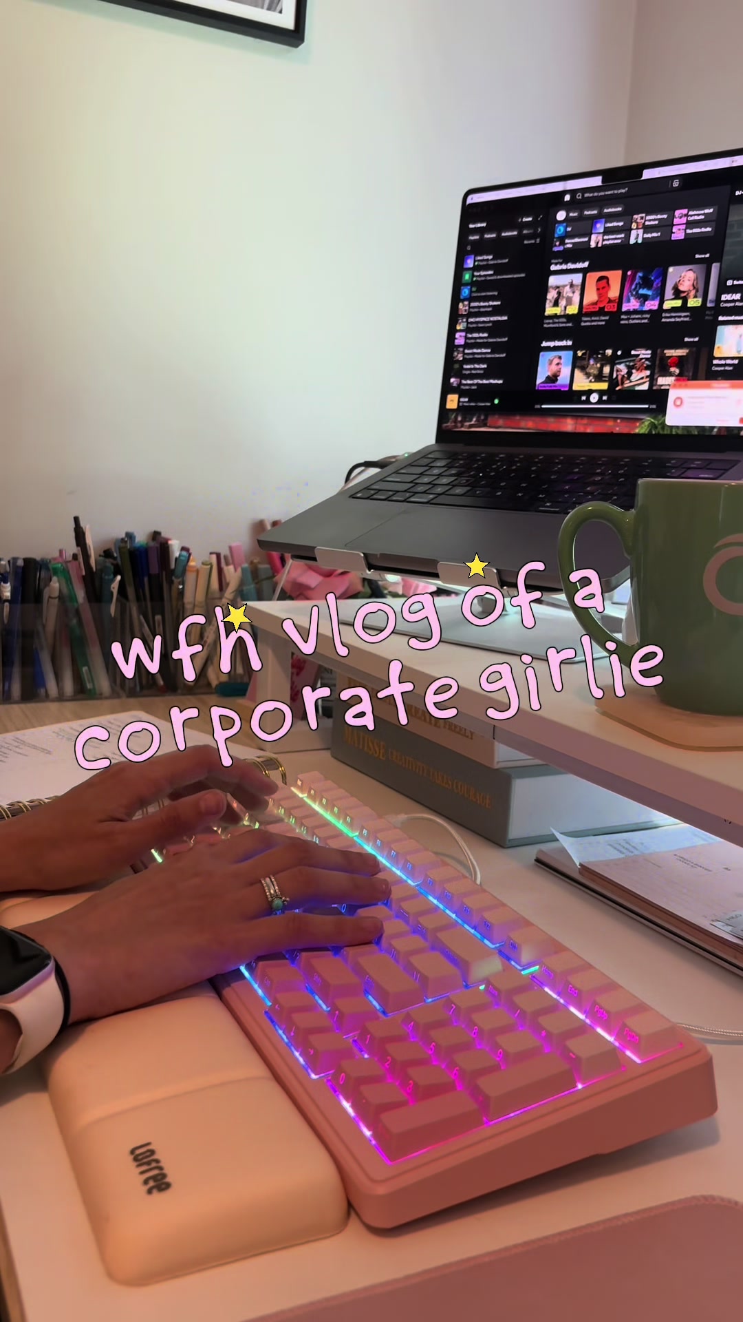 TikTok post by @thatcorporategal5 for Lofree. Caption reads: [...] and also with a new wrist rest from @LOFREE....