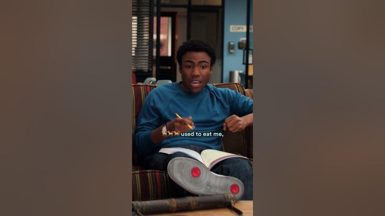 YouTube post by @CommunityOfficialChannel for Peacock TV. Caption reads: anthropology rap 🎤 | Community #shorts.