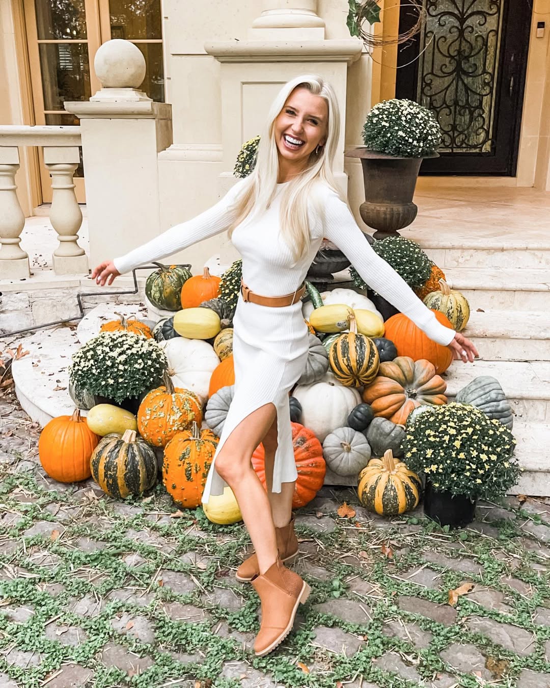 Instagram post by @tiffanyhoughton for Toms. Caption reads: It’s Fall y’all! 🍁🧡🎃 What is your favorite Fall....