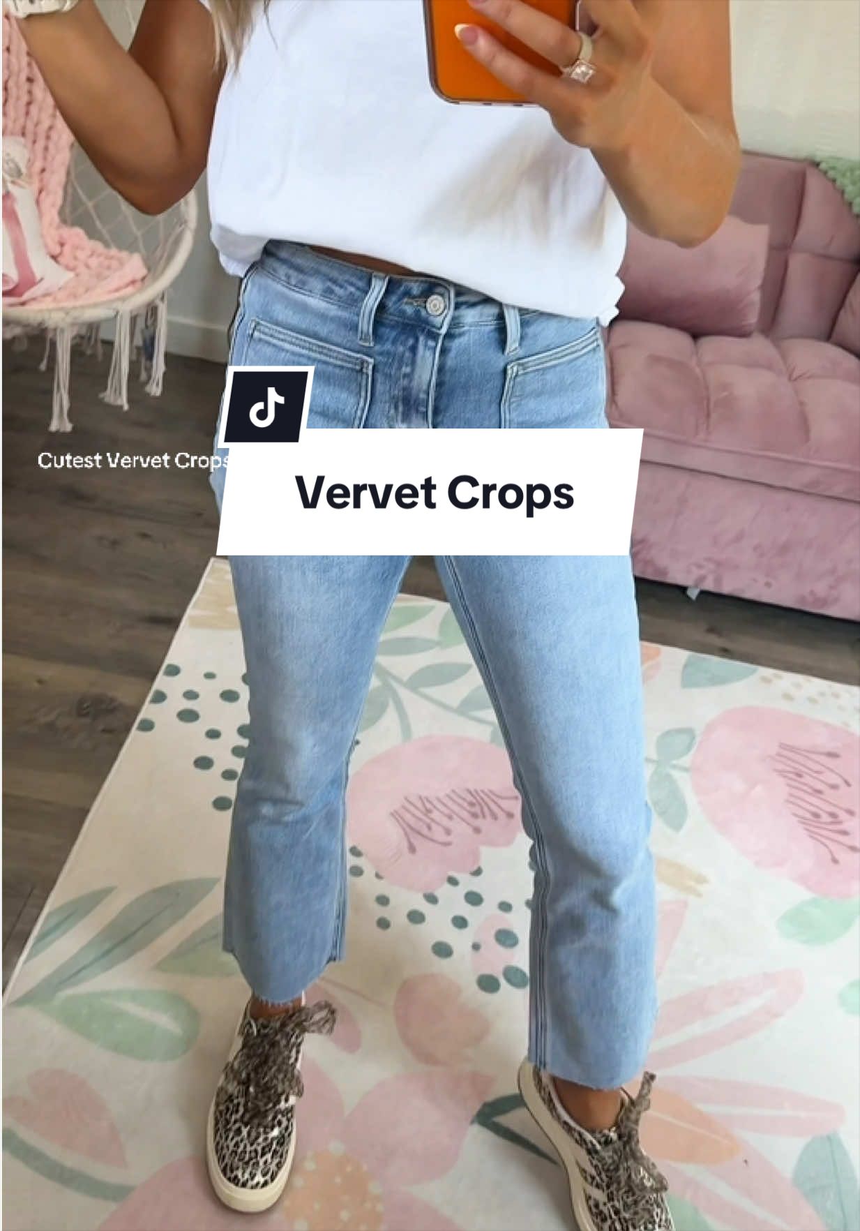 TikTok post by @jackiebentleyshop for Emma Lous Boutique. Caption reads: [...] distressed jeans for the fall! @Emma Lous....