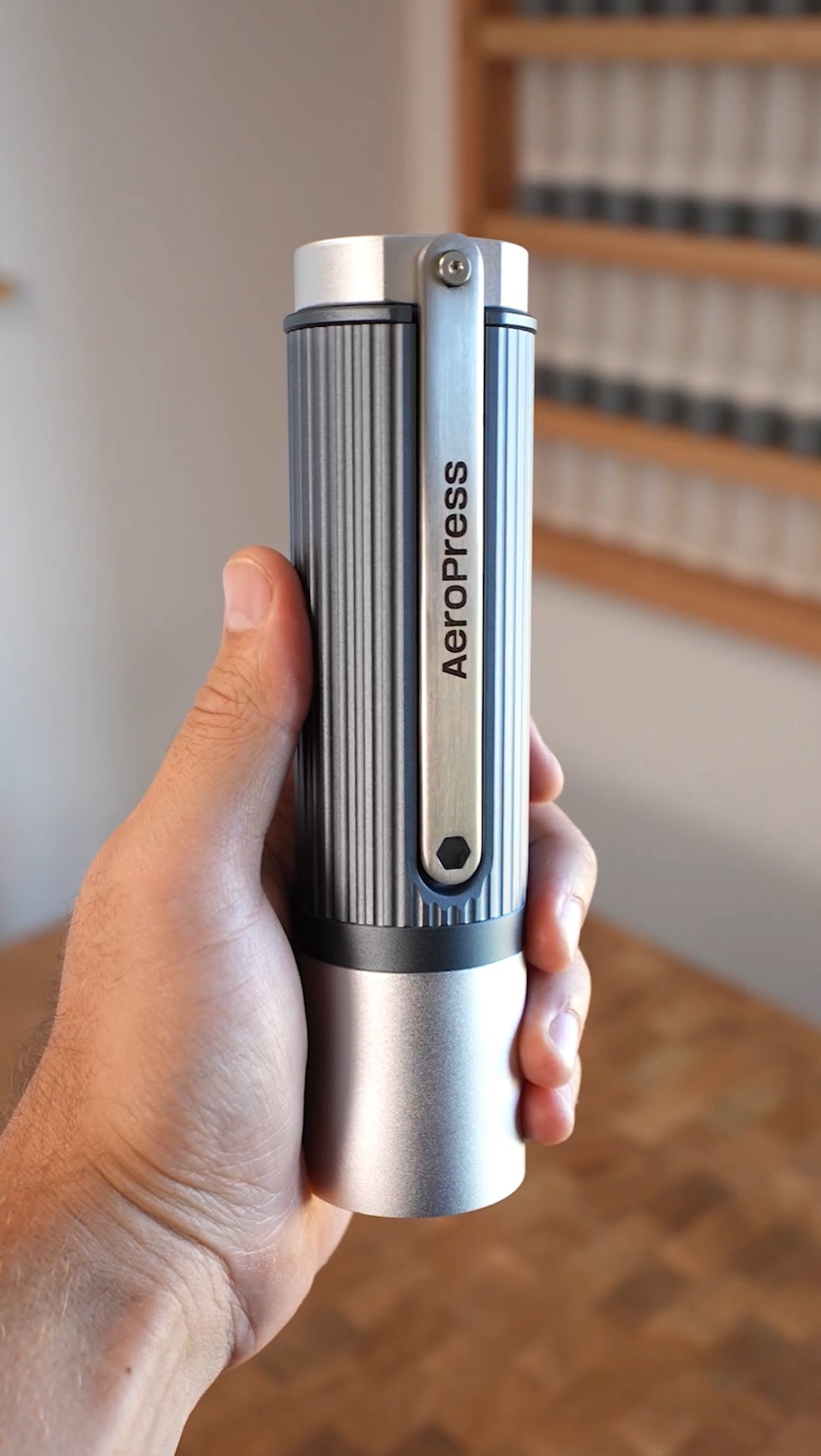 Instagram post by @tannercolsoncoffee for AeroPress. Caption reads: The Aeropress Manual Grinder

Use the link in my....