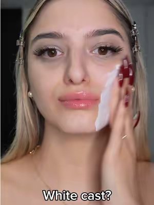 TikTok post by @nicoule__________ for FULLY Skincare. Caption reads: [...] white cast, and no eye stinging 🤍 @FULLY....