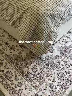 TikTok post by @lesleymami for MontVoo Rugs. Caption reads: so soft and elevates your bedroom! ✨ @MontVoo Rugs.
