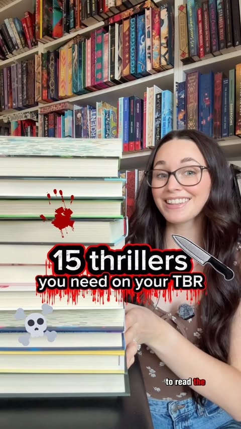 Instagram post by @bethanys_books11 for Dutton Books. Caption reads: 15 thriller books you need on your TBR! 👀📚🔪....