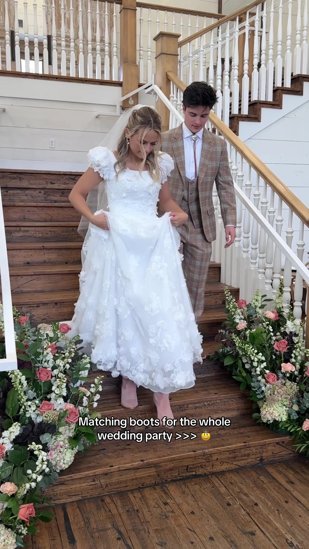 TikTok post by @brockandboston for Boot Barn. Caption reads: Had our initials branded on the boots! This is....