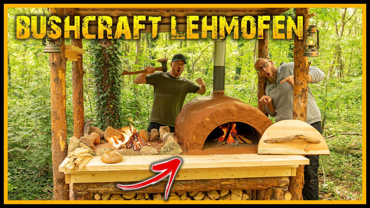 YouTube post by @Naturensoehne for Holy Squad. Caption reads: Unser bester Lehmofen - Bushcraft Lehmofen selber....