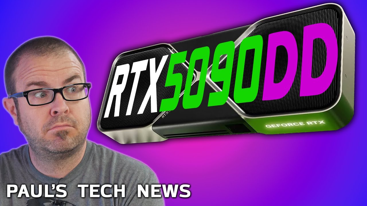 YouTube post by @paulshardware for Thermaltake North America. Caption reads: Mostly boob jokes this week (RTX 5090 DD) - Tech....