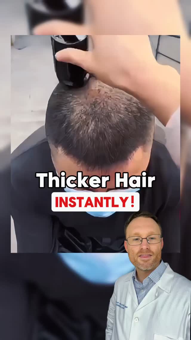 Instagram post by @drbullockderm for Toppik. Caption reads: 💨 Fastest Fix for Thicker-Looking Hair!

Normally....