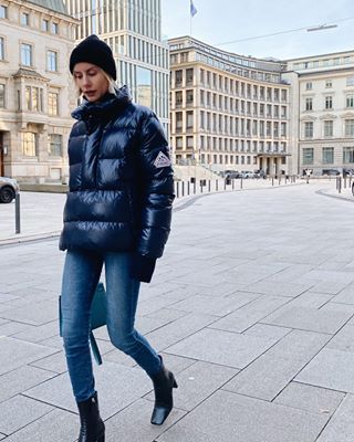 Instagram post by @lisahahnbueck for Pyrenex. Caption reads: [...] member of my fall/ winter wardrobe....