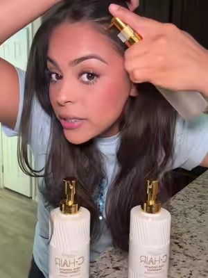 TikTok post by @makeupbyjesslynnn for Cristal Cosmetics. Caption reads: [...] Dandruff? GET THIS BUNDLE! #cchair....