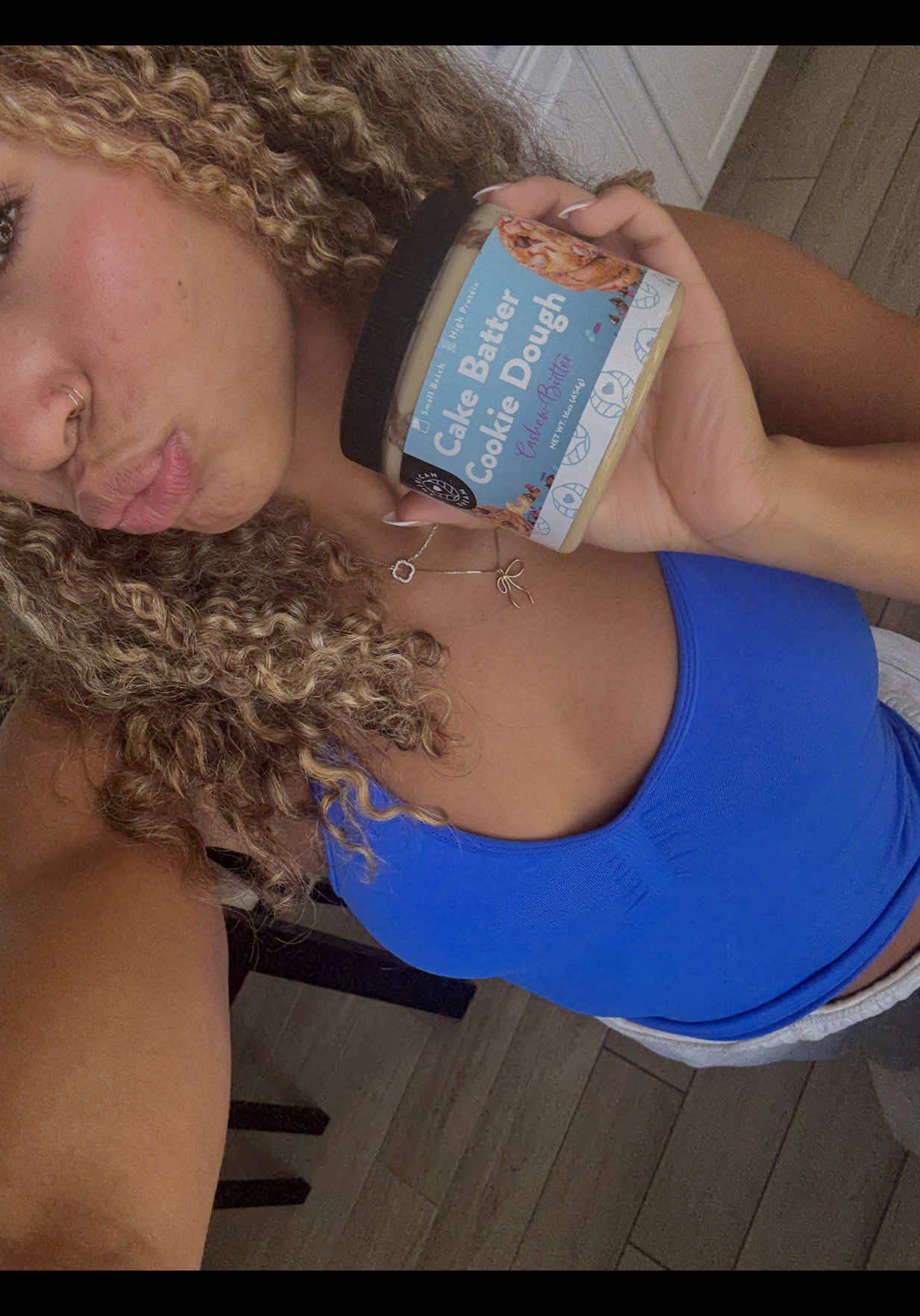 TikTok post by @cheygyal for American Dream Nut Butter. Caption reads: okay miss @American Dream Nut Butter i see you🤭....