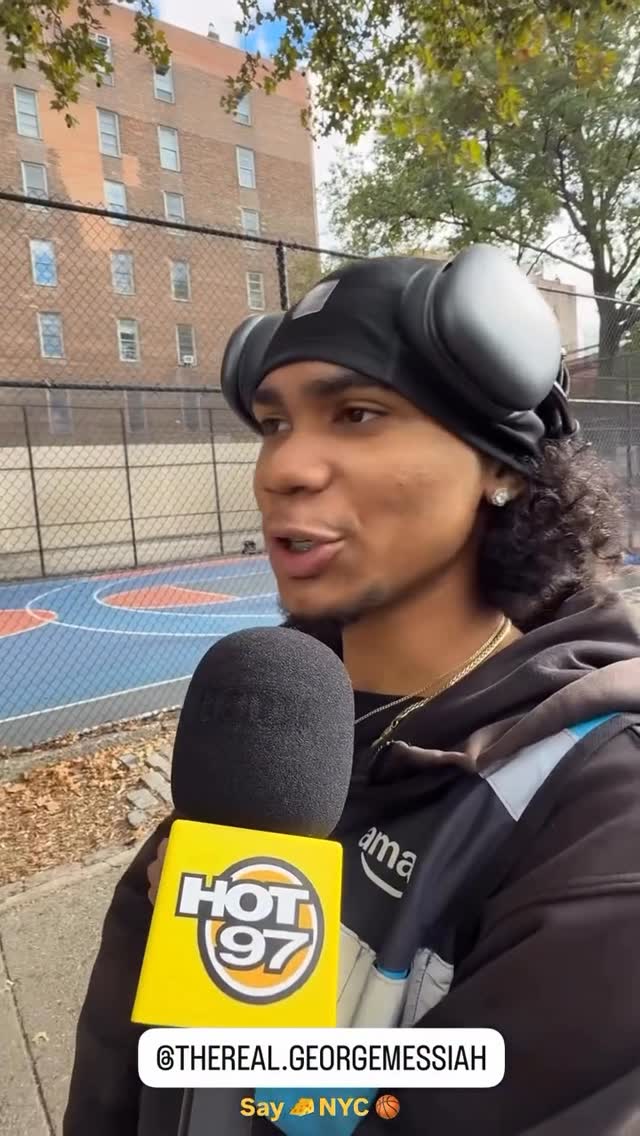 Instagram post by @thereal.georgemessiah for HOT 97. Caption reads: @hot97 x West 4th University -🗣️🧀.