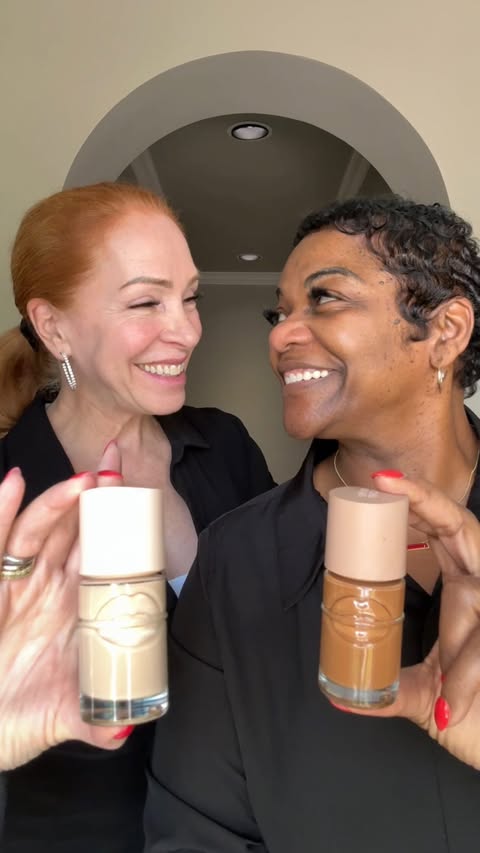 Instagram post by @tracie_and_cheryl for MAKE UP FOR EVER. Caption reads: [...] different skin. We tried the @makeupforever....