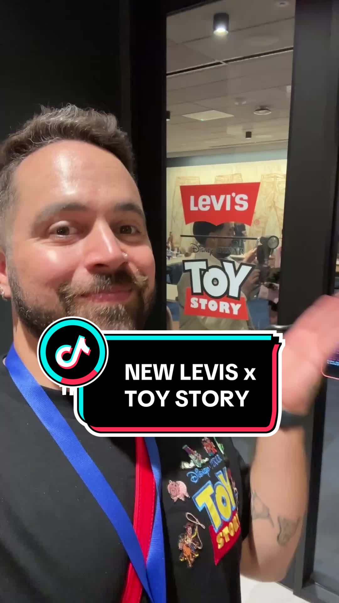 TikTok post by @blakespopnook for Pixar. Caption reads: i went to @Levi’s HQ with @Pixar today to see....