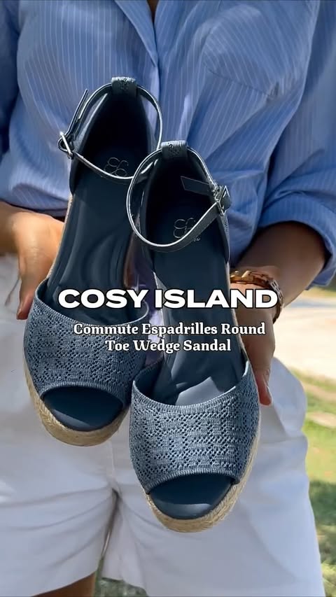 Instagram post by @vanesyahama for Cosy Island. Caption reads: [...] 🦋 These espadrille wedges from....