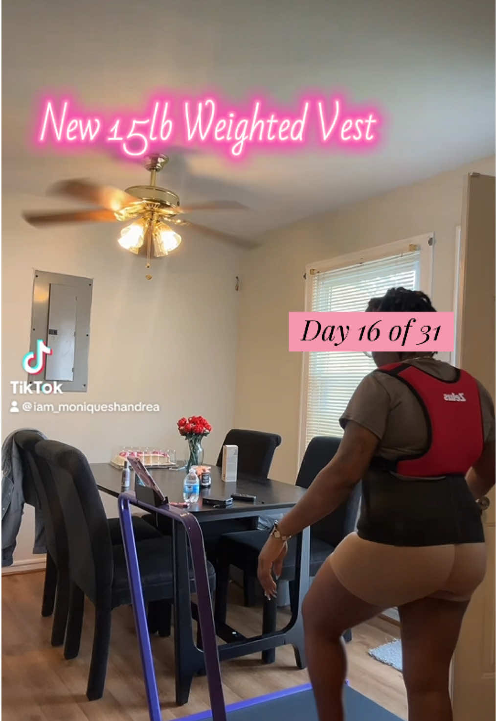 TikTok post by an influencer for ZELUS Fitness. Caption reads: From 12 to 15lbs @ZELUS Fitness New Slim Weighted....