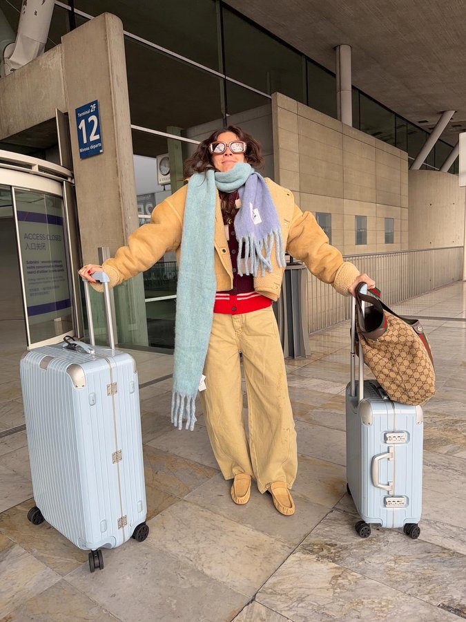 Instagram post by @vicmontanari for Acne Studios. Caption reads: pictures at home (airport)..