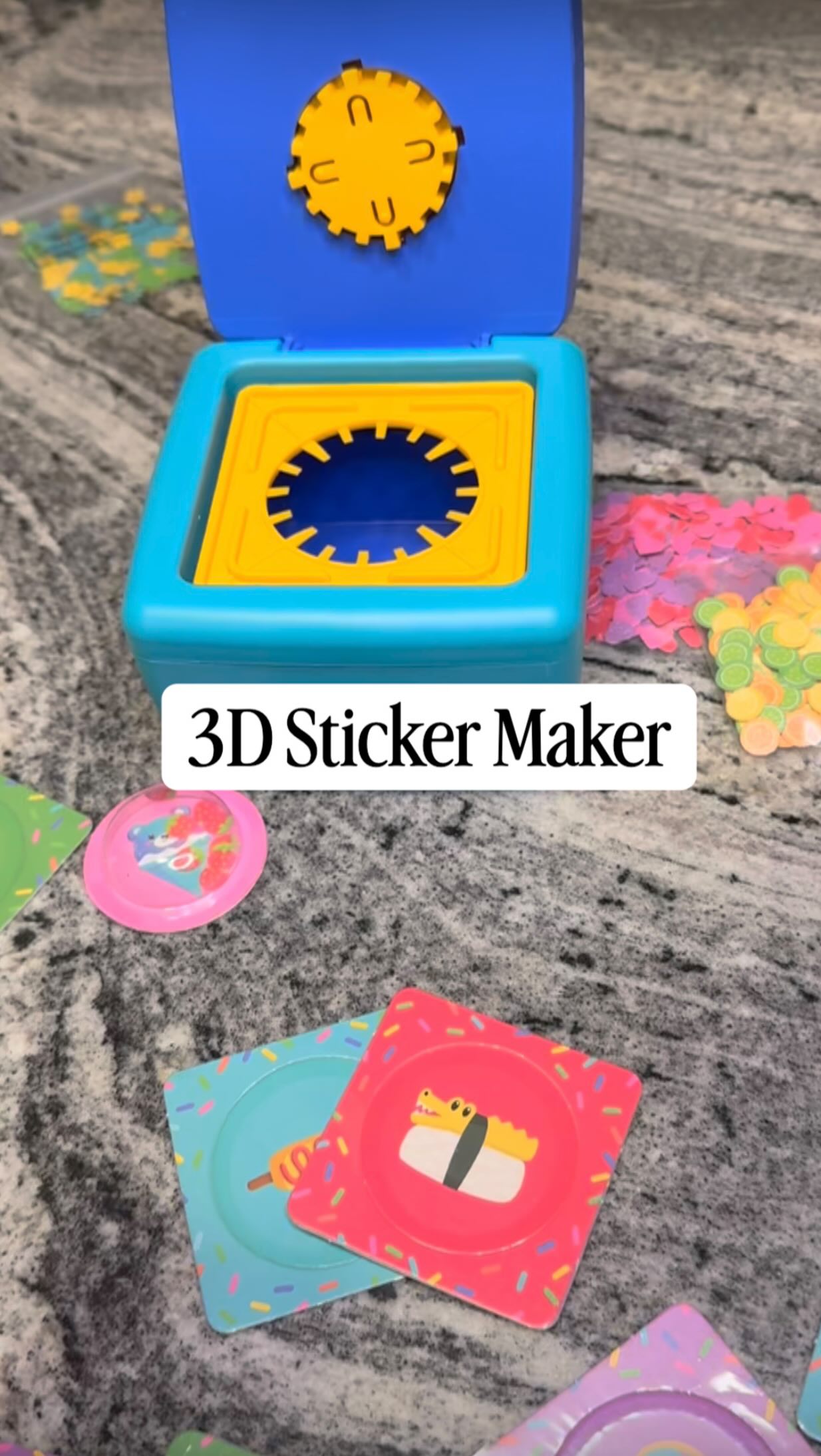 Instagram post by @thingsamberfound for Educational Insights. Caption reads: #gifted This 3D sticker set is so much fun! My 4yo....