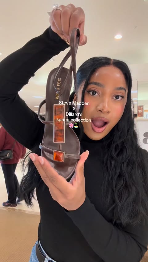 Instagram post by @amaniwortham for Steve Madden. Caption reads: Got my custom @stevemadden sandals at @dillards....