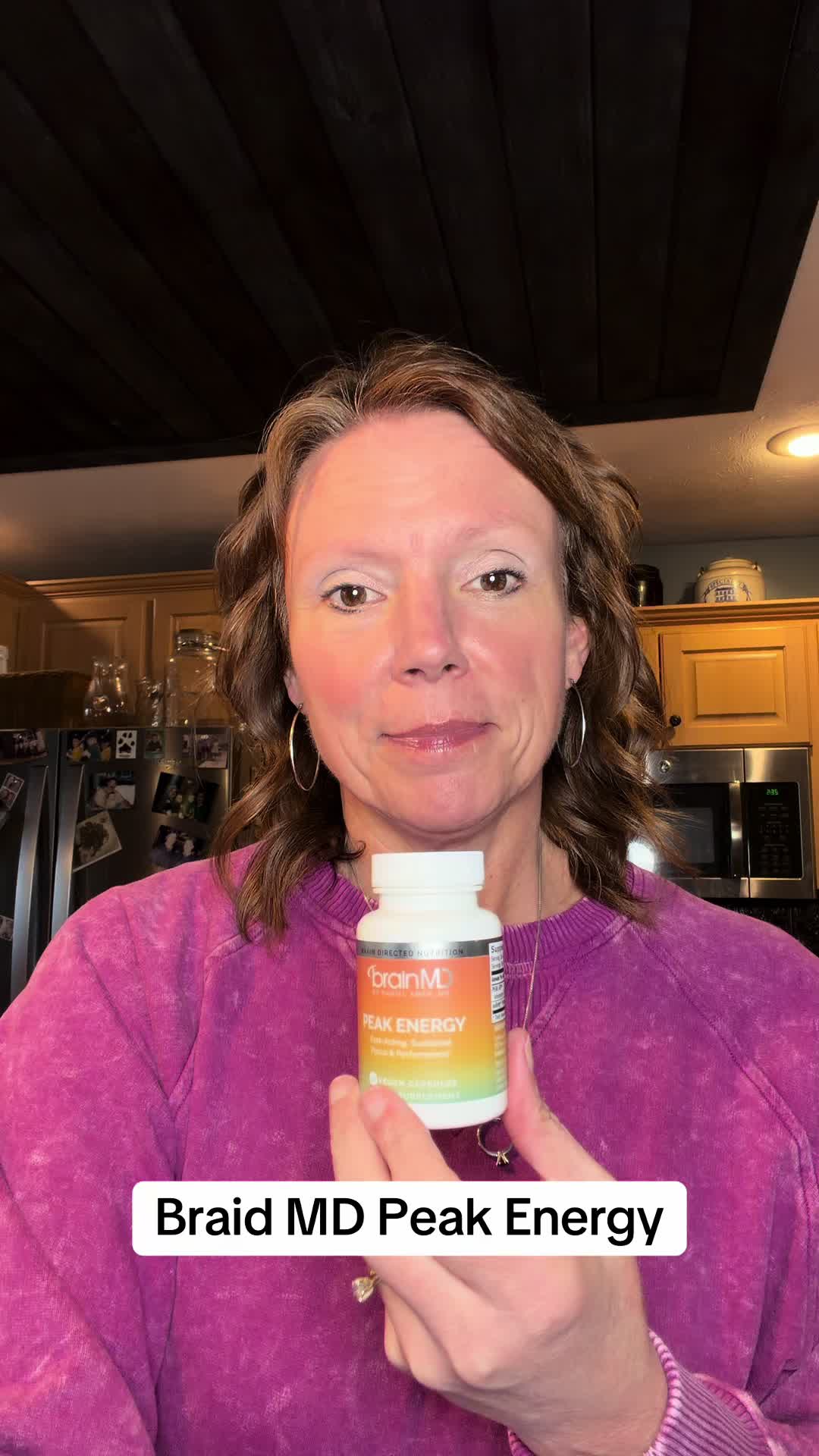 TikTok post by @amyjohighfield for BrainMD. Caption reads: #afternoonslump #lowenergy #brainmdpeakenergy....