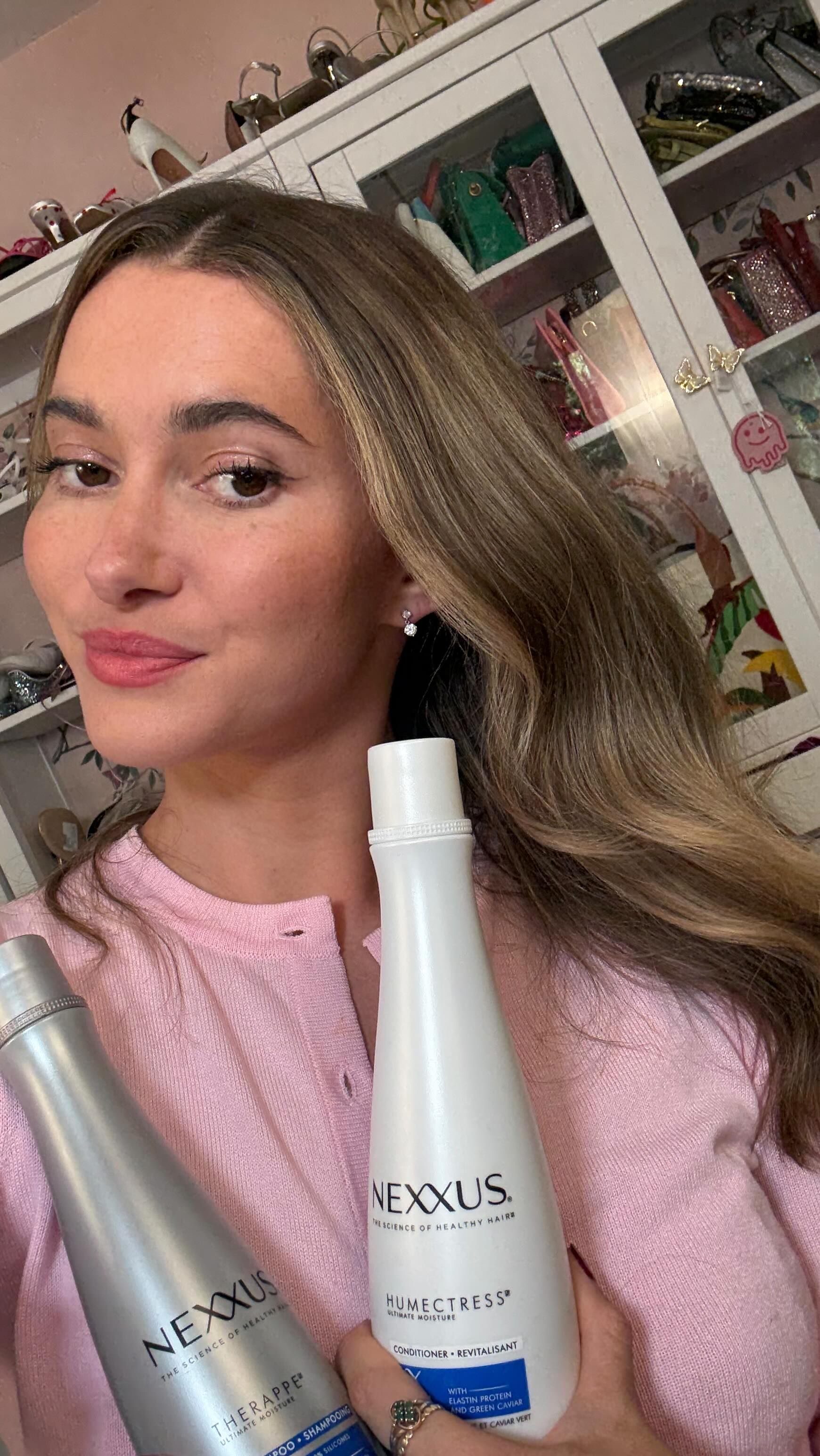 Instagram post by @madeleinecwhite for Nexxus Haircare. Caption reads: #NexxusPartner My go-to hack for dry/damaged hair....