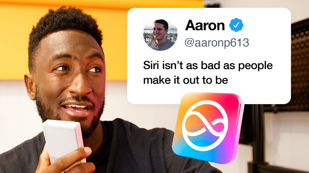 YouTube post by @mkbhd for Ridge. Caption reads: "Siri Isn't That Bad".