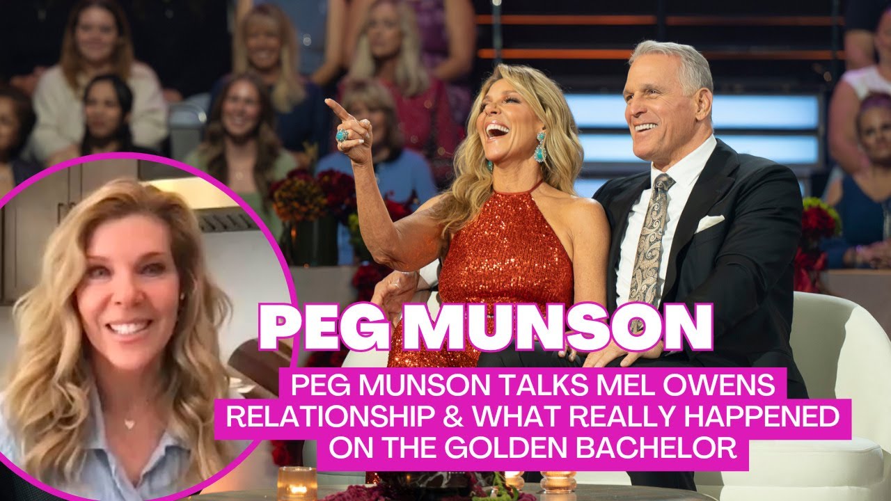 YouTube post by @shesallbach for Blissy. Caption reads: Golden Bachelor's Peg Munson Talks Mel Owens....