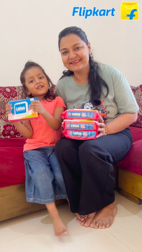 Instagram post by @watchme_growing for Flipkart. Caption reads: [...] Baby wipes make every mess easy, and....
