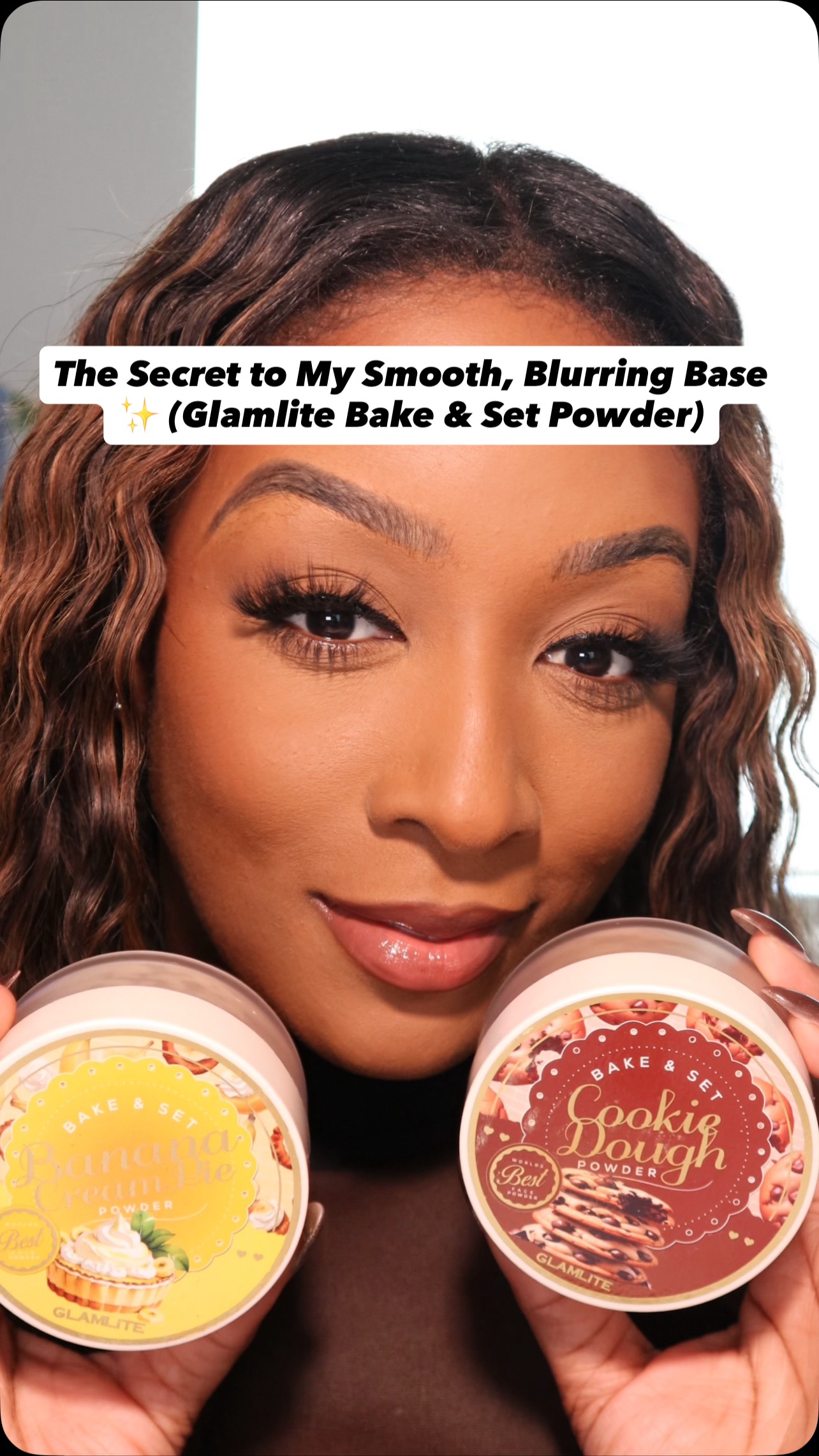 Instagram post by @_misskrissym for Glamlite. Caption reads: People always ask how I get my base to look this....