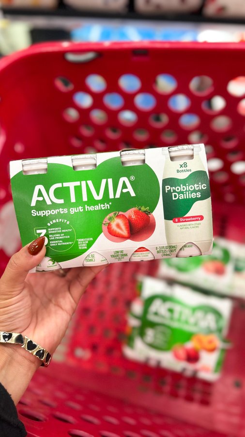 Instagram post by @targetiseverything for Activia. Caption reads: #ad Prioritizing my gut health has been easier....