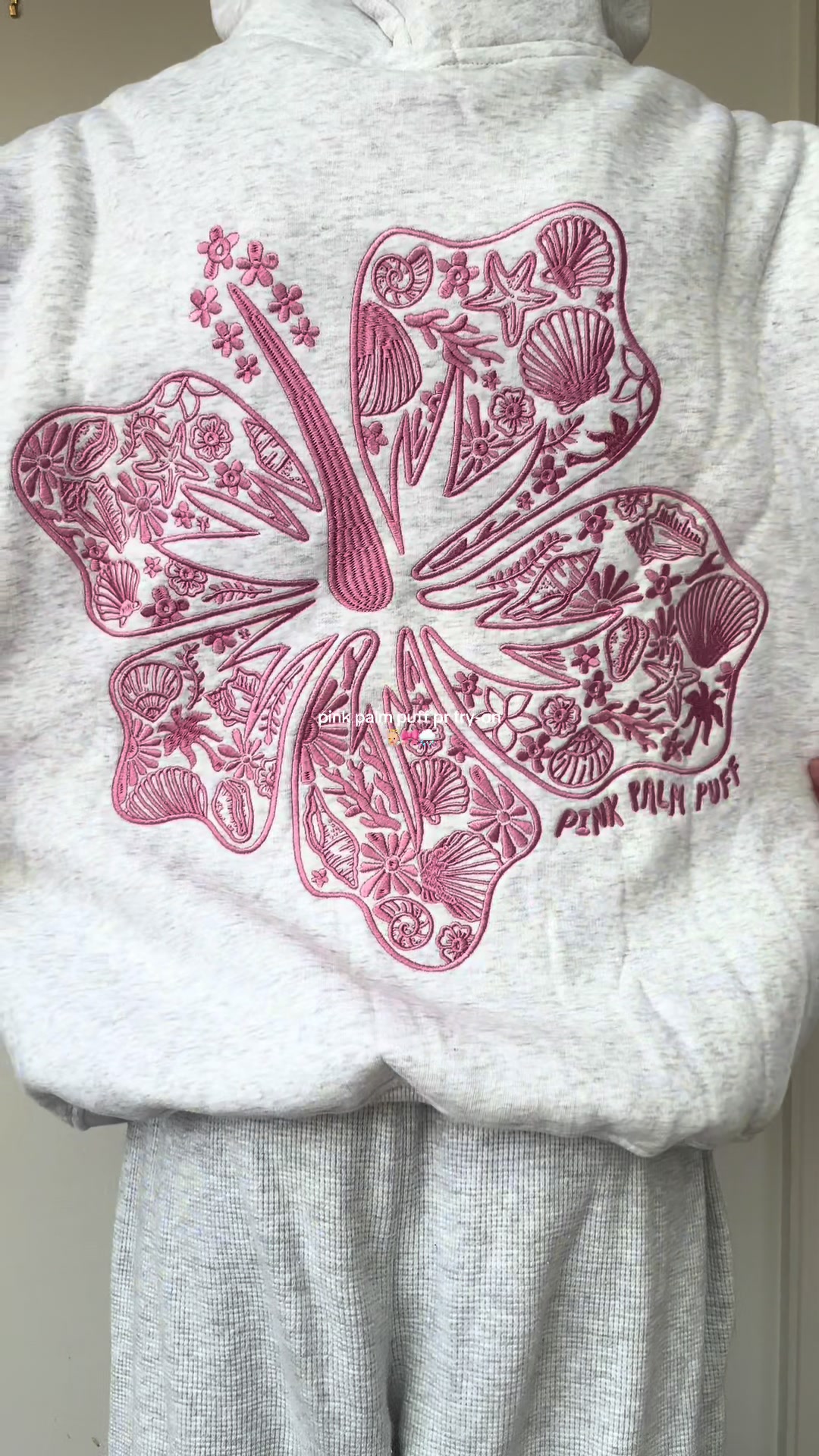 TikTok post by @avasellee for PINK PALM PUFF. Caption reads: try-on haul with @PINK PALM PUFF 🤍 im inlove with....